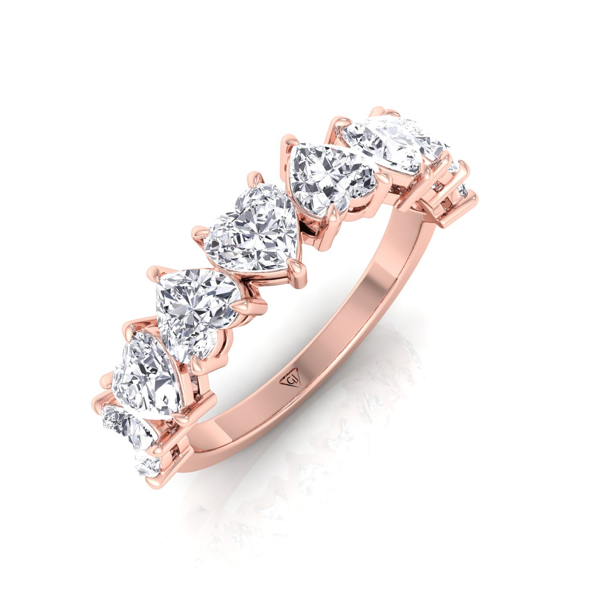 Heart Shape Half Way Natural Diamond Eternity Band Rose Gold 14K 