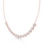 Paper Clip and Pear Shape Bezel Set Diamond Tennis Necklace Rose Gold 14K
