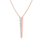 Graduated Natural Diamond Drop Pendant Rose Gold 18K