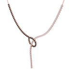 Black and White Natural Diamond Lariat Necklace Rose Gold 14K