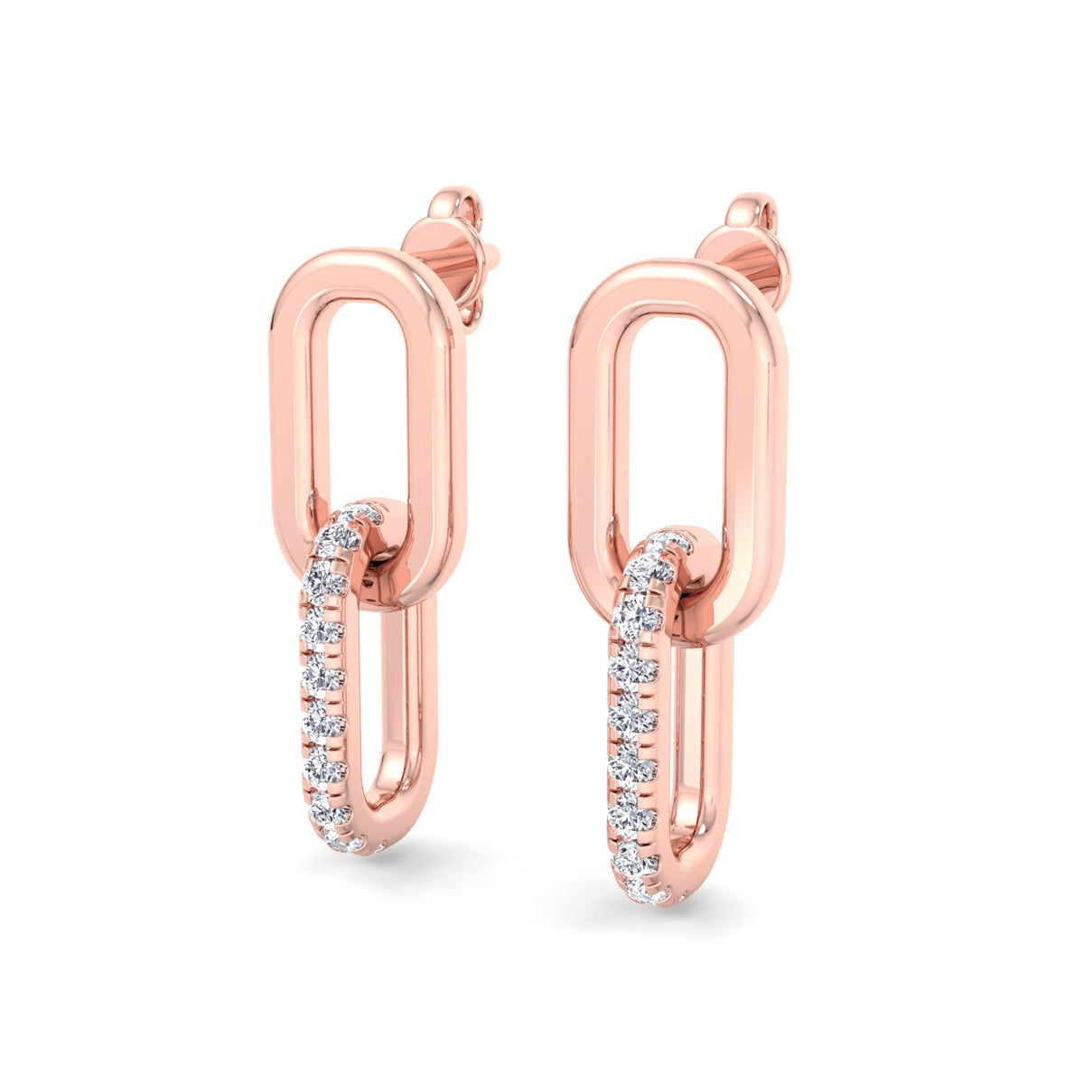 RG Paperclip Chain Lab Grown Diamond Earrings 2