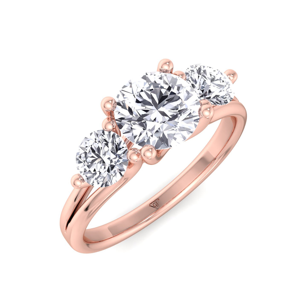 3 Stone Round Shape Natural Diamond Engagement Ring