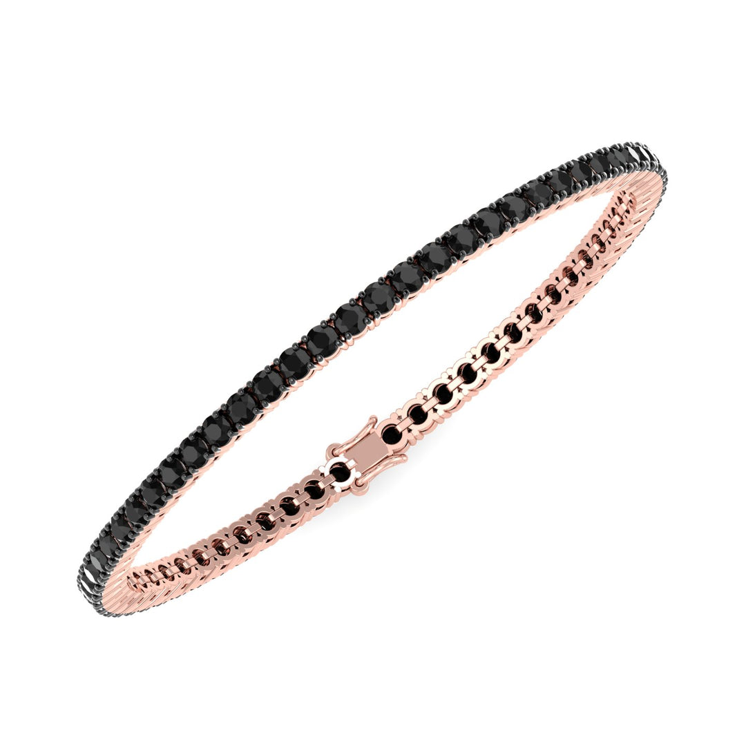 Natural Black Diamond 14K Solid Gold Tennis Bracelet