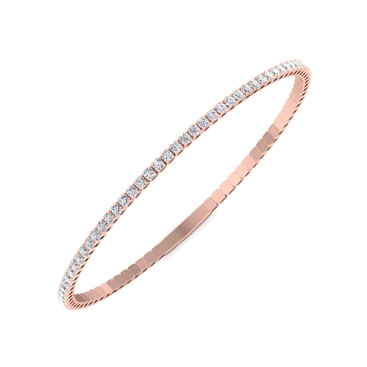 Flexible Natural Diamond Full Bangle in 14K rose Gold
