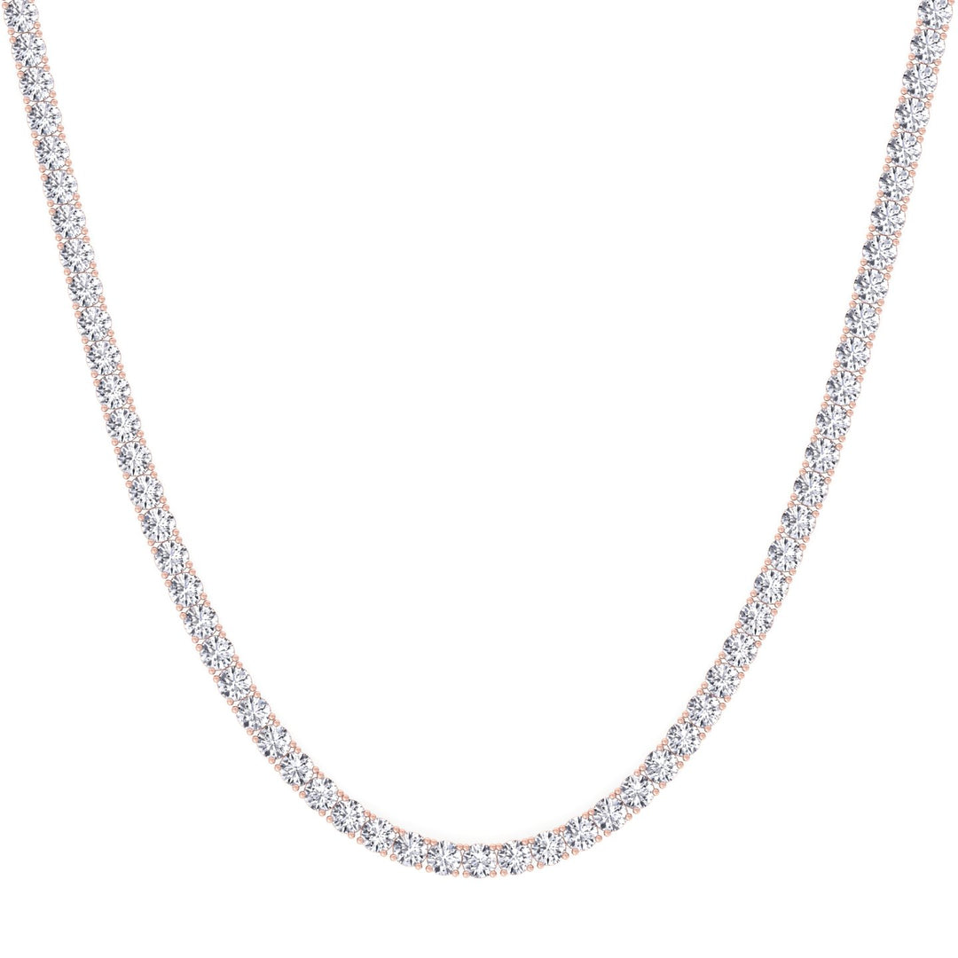 Non-Flip 4-Prong Natural Diamond Tennis Necklace - 14K Solid Gold