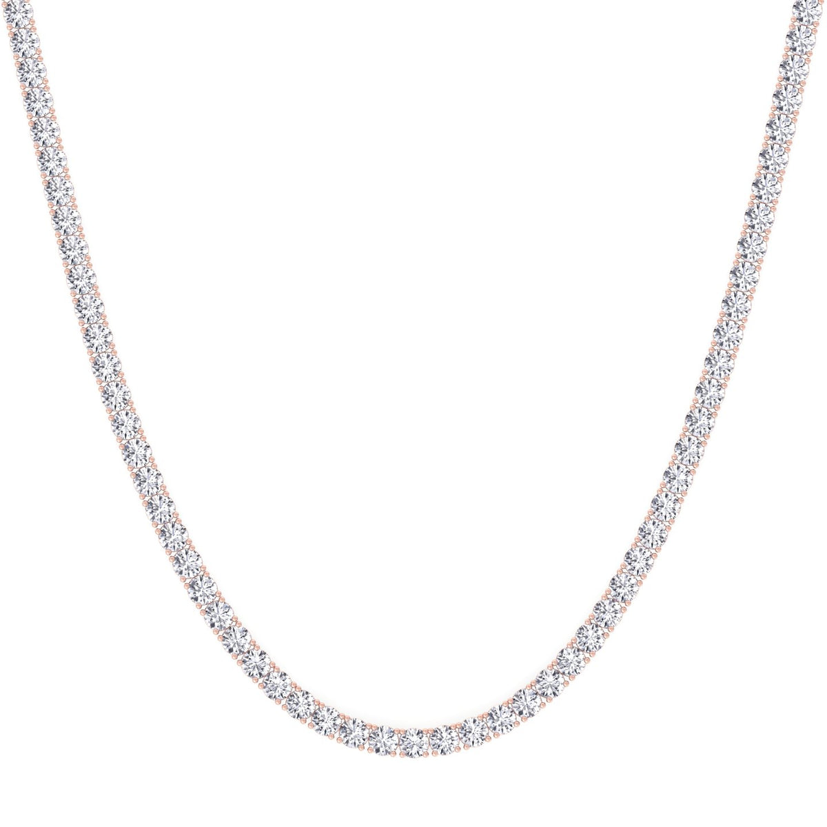 4 Prong Natural Diamond Tennis Necklace 14K Rose Gold