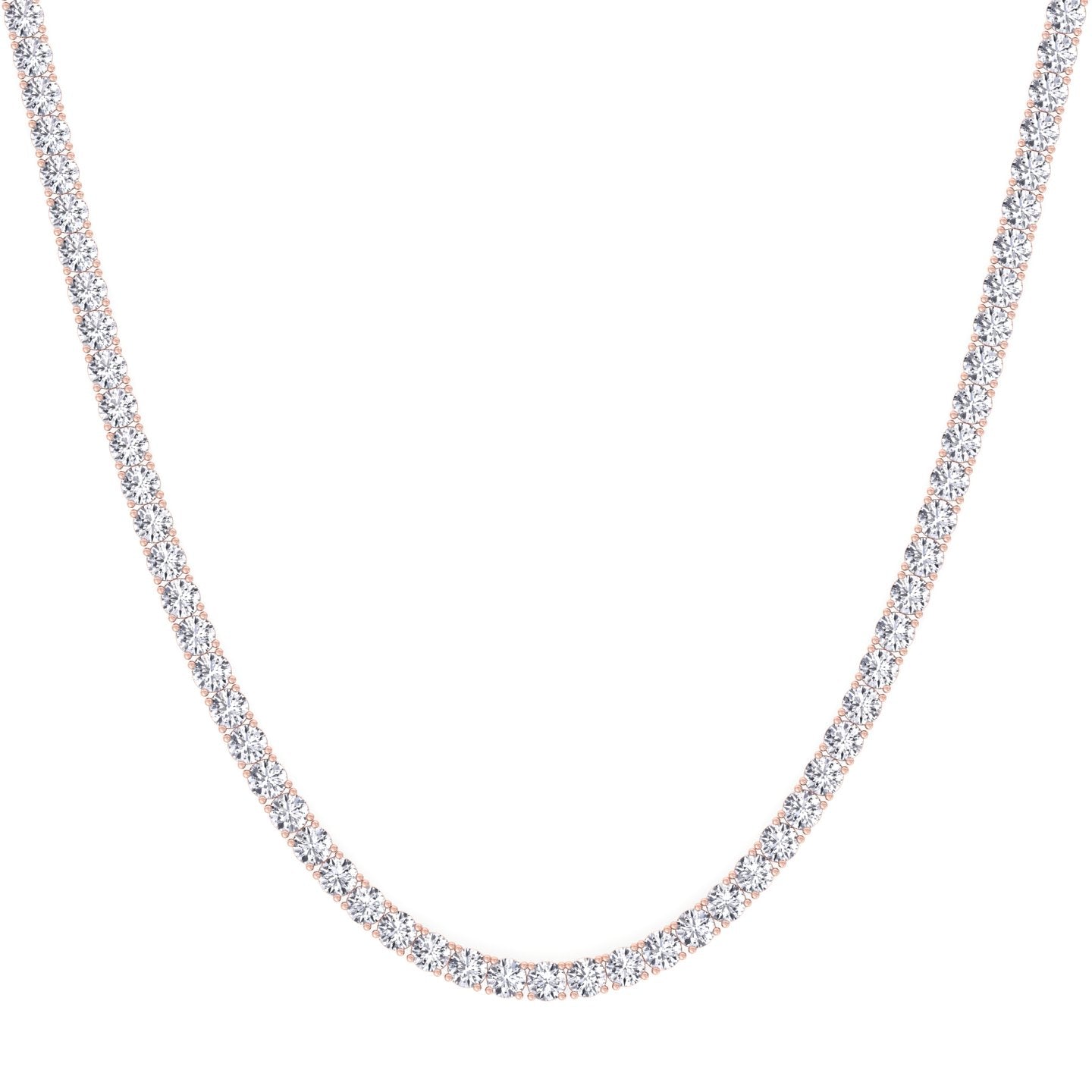 4 Prong Natural Diamond Tennis Necklace 14K Rose Gold
