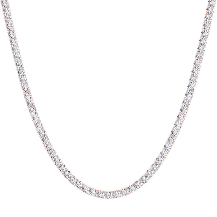 Non-Flip 4-Prong Natural Diamond Tennis Necklace - 14K Solid Gold