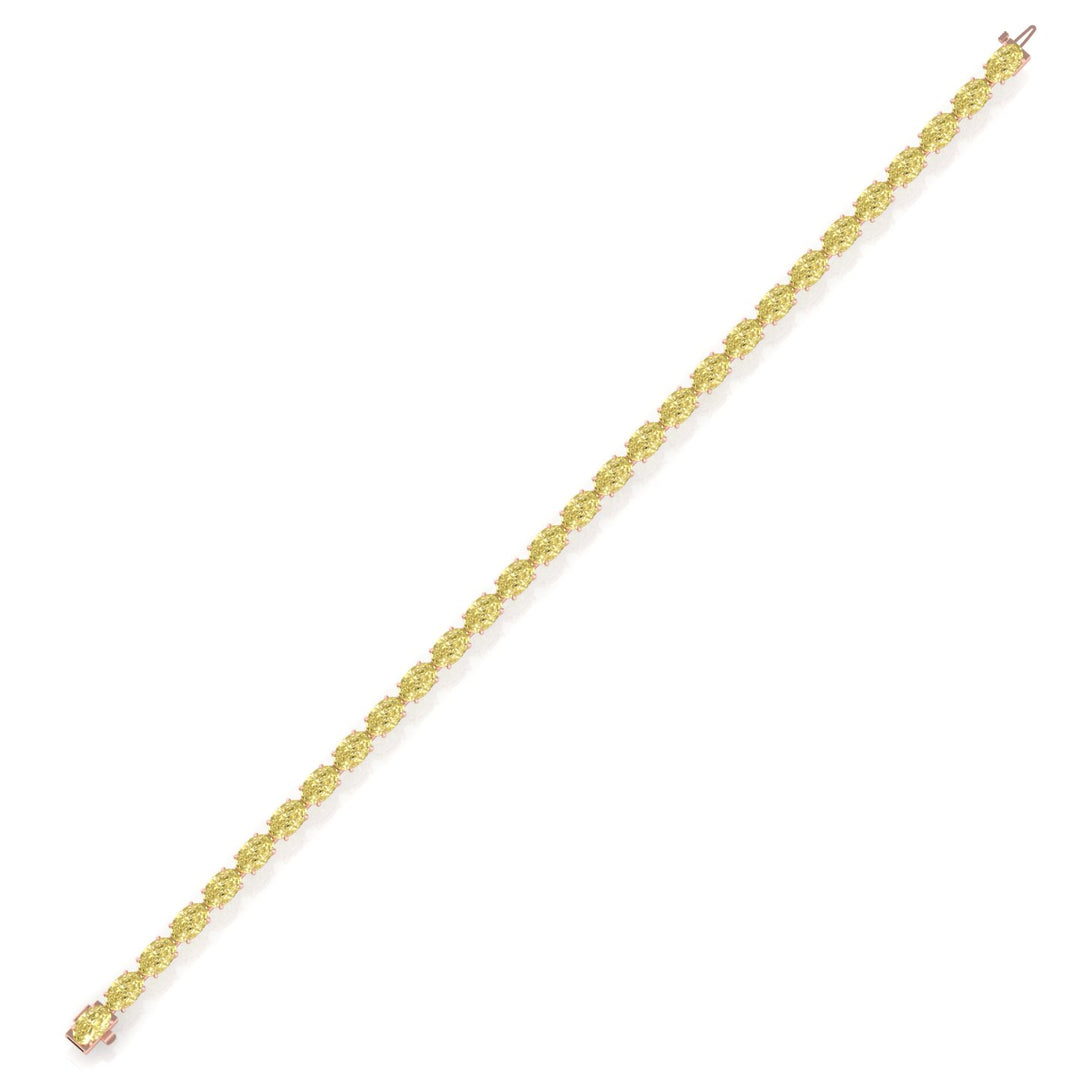 10CT East to West Oval Shape Natural Fancy Yellow Diamond Tennis Bracelet