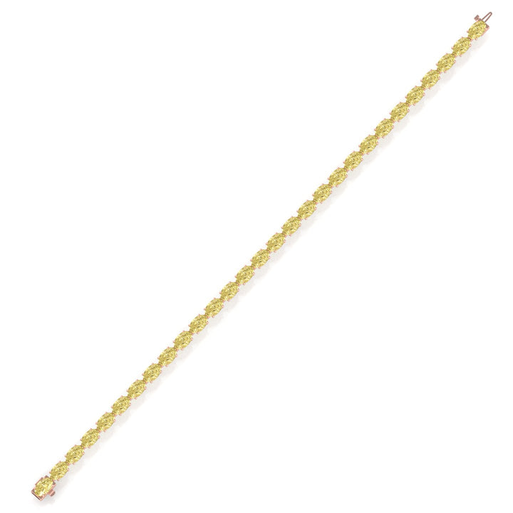 10CT East to West Oval Shape Natural Fancy Yellow Diamond Tennis Bracelet