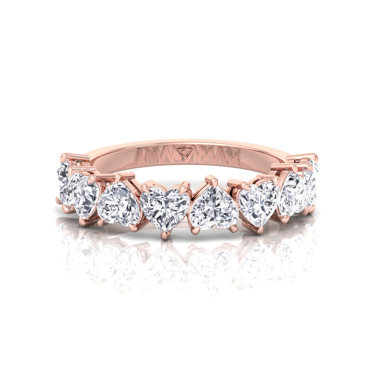 Heart Shape Half Way Natural Diamond Eternity Band Rose Gold  18K