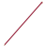 East to West Heart Shape Bezel Set Natural Red Ruby Tennis Bracelet Rose Gold 