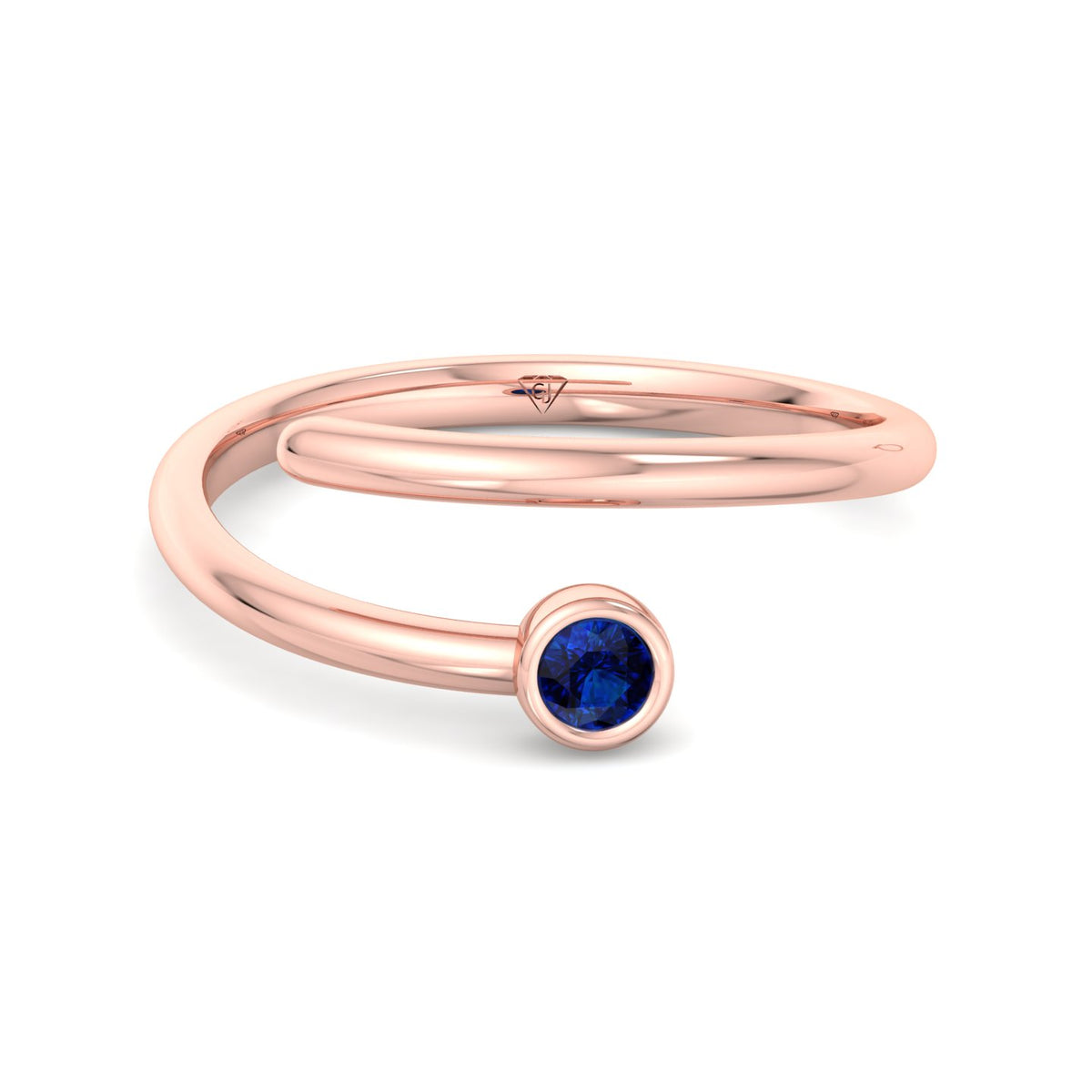 Bleu - Round Cut Blue Sapphire Bezel Set Stacking Ring - Gem Jewelers Co