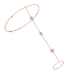 Bezel Set Natural Diamond Hand Ring Chain Rose Gold 