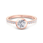Monza - Round Bezel Set Engagement Ring with Pave Band - Gem Jewelers Co