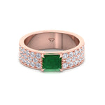 Natural Green Emerald Cushion Cut with Pave Eternity Band RG 3