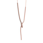 Black and White Natural Diamond Lariat Necklace Rose Gold