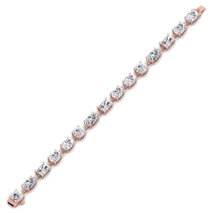 Mixed Shape Natural Diamond Tennis Bracelet Rose Gold