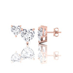 Double Heart Natural Diamond Studs-Rose Gold-18K-1CT