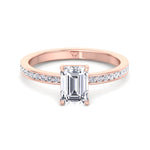 Ferizia - Emerald Shape Diamond Engagement Ring with Channel Set Band - Gem Jewelers Co
