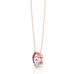 Toi Et Moi-Natural Ruby Heart and Round Diamond-Pendant -2CT-4CT-14K-18K-Rose Gold