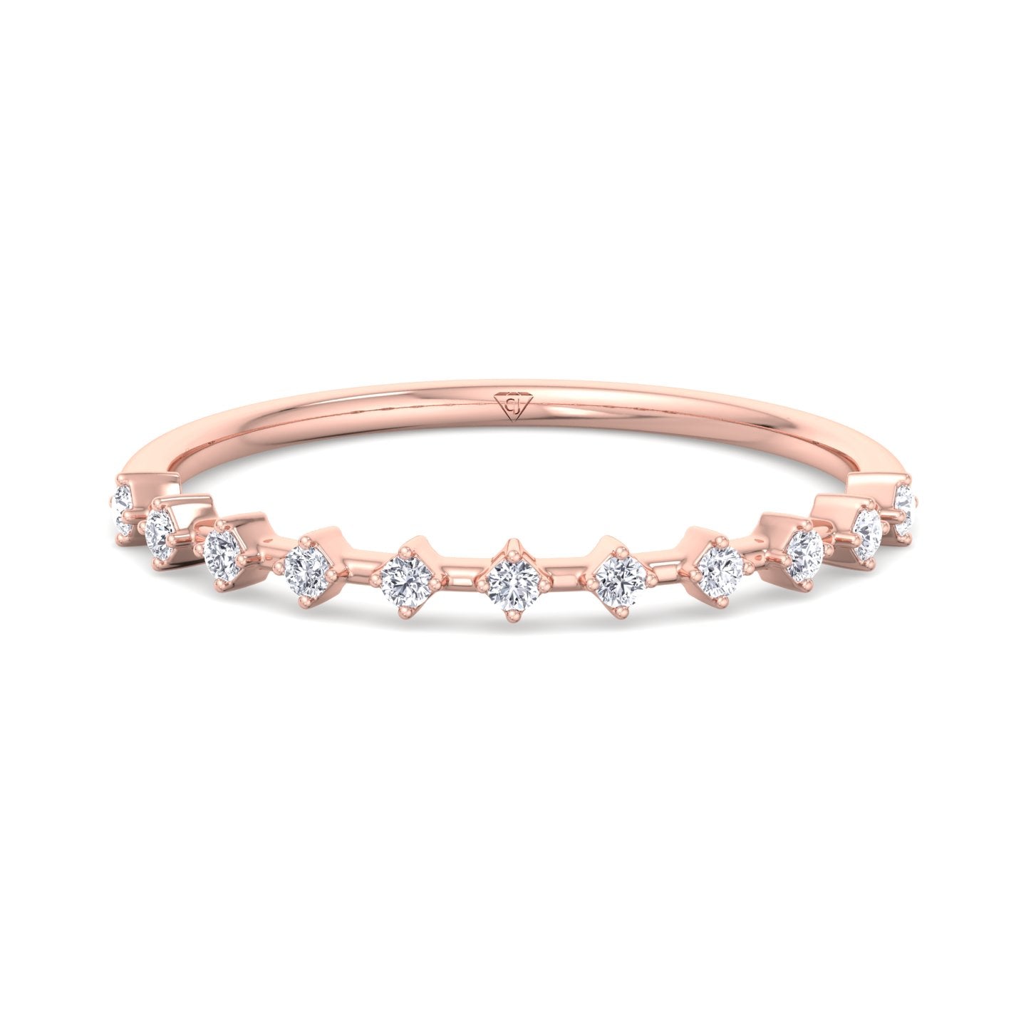 Simona - Multi Stone Round Natural Diamond Dainty Ring - Gem Jewelers Co