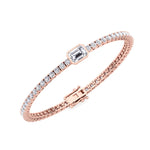 Athena - 7CT T.W Single Stone Emerald Shape Bezel Natural Diamond Tennis Bracelet - Gem Jewelers Co