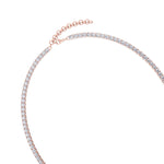 Adjustable 4-Prong Graduated Natural Diamond Tennis Necklace Rose Gold 14K