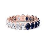 Eclair - Oval Shape Diamond and Blue Sapphire Eternity Band - Gem Jewelers Co