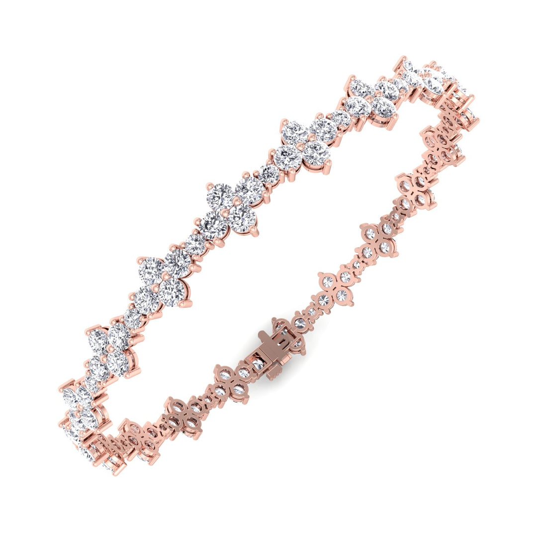 Round Floral Style Natural Diamond Tennis Bracelet RG 3
