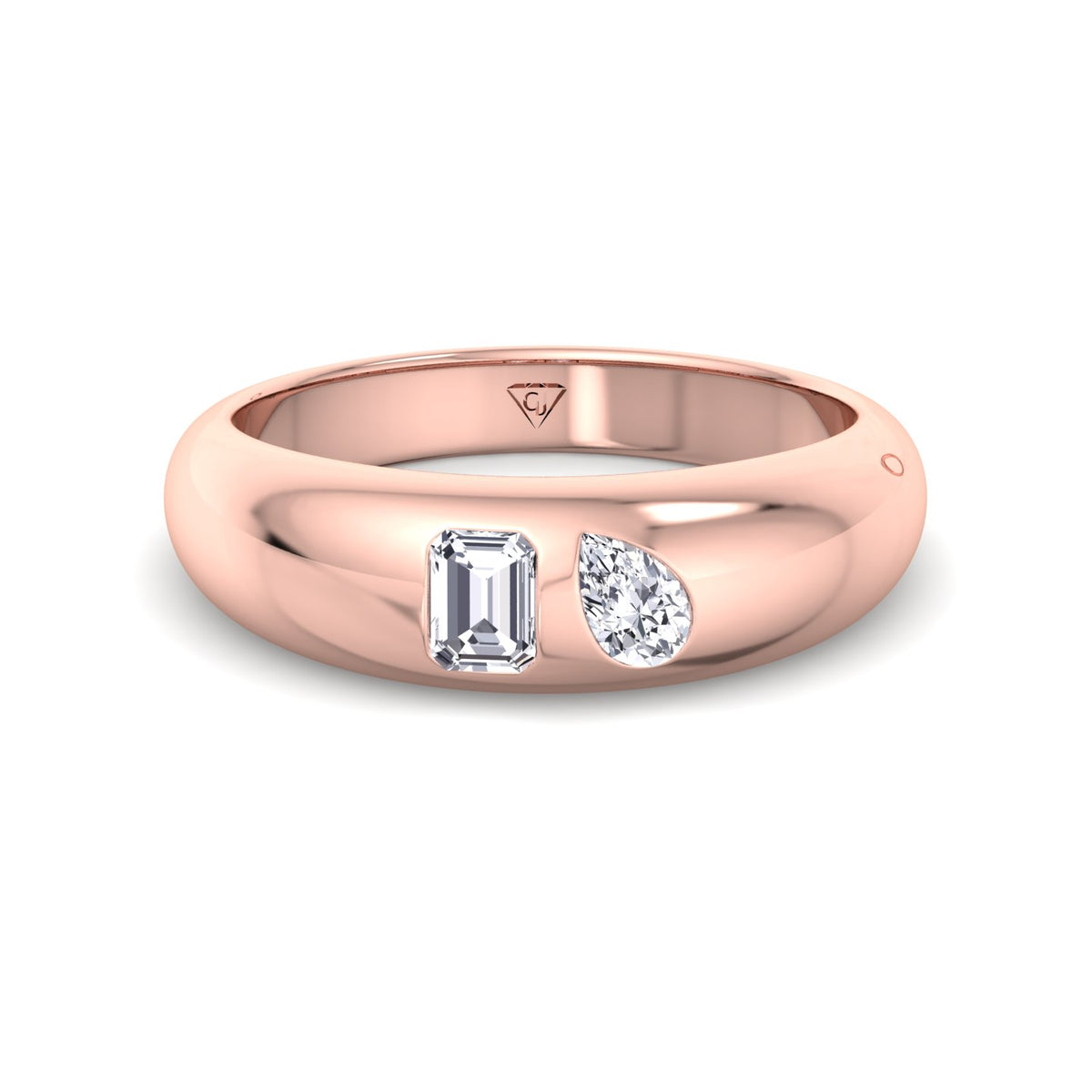 Verdiana - Toi et Moi Domed Bezel Set Diamond Ring - Gem Jewelers Co