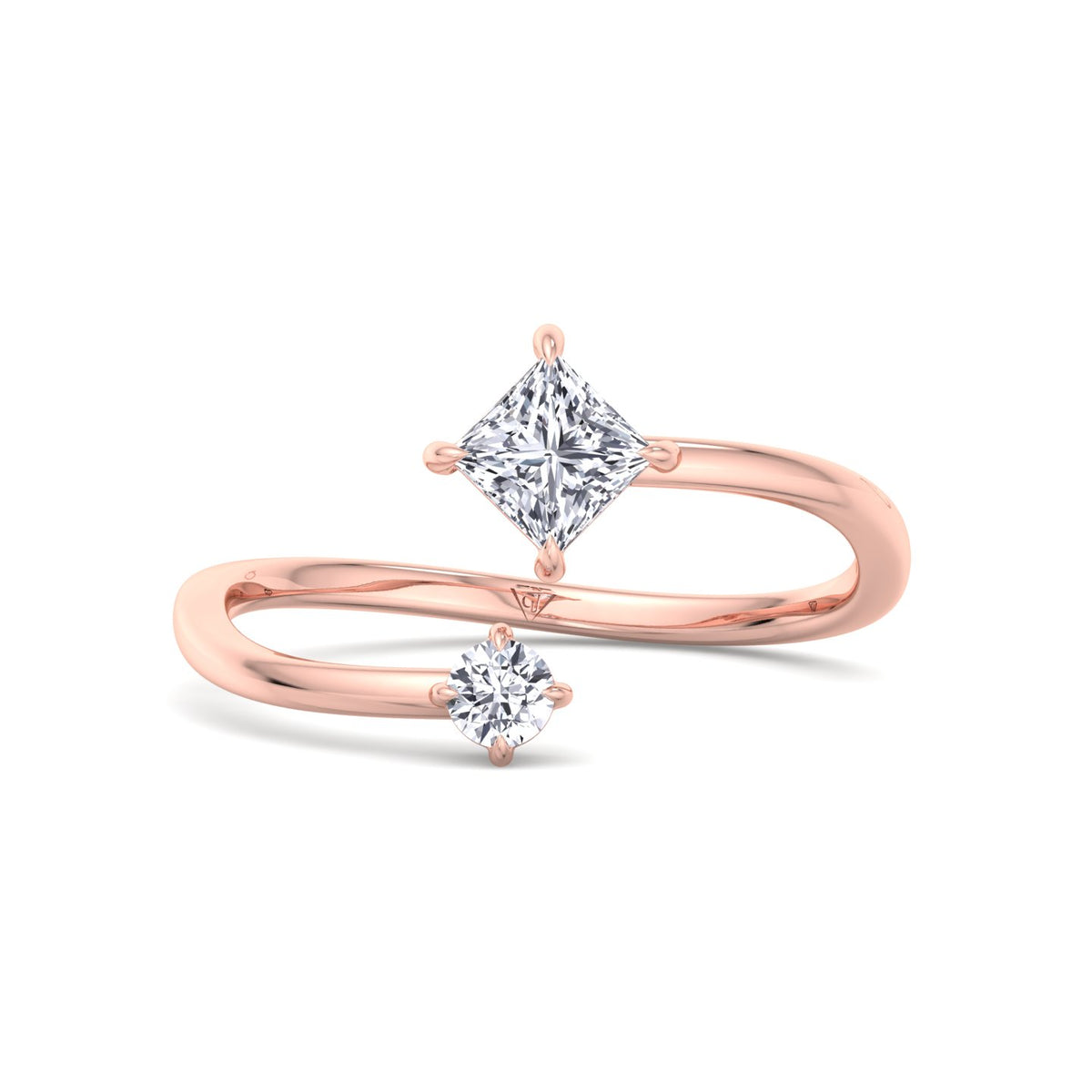 Ora - Princess & Round Cut Diamond Stackable Ring - Gem Jewelers Co