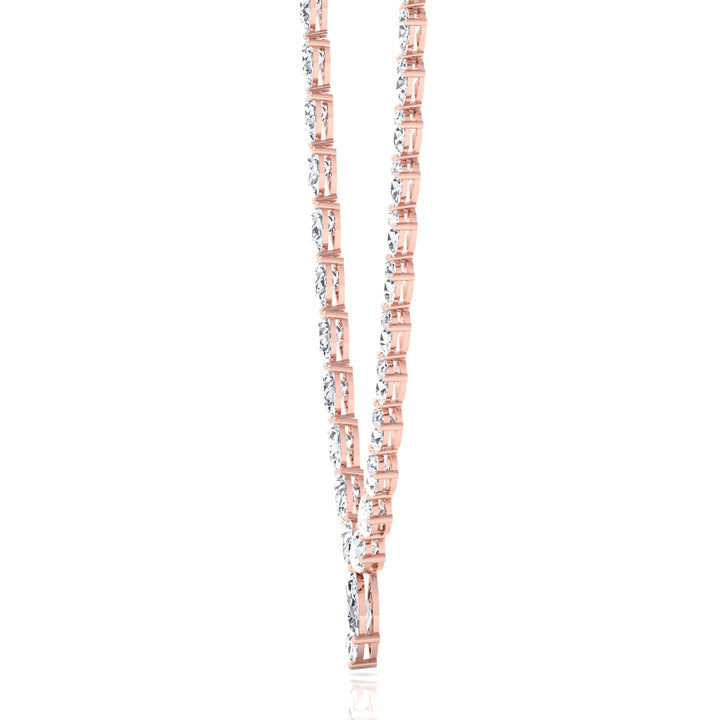 Pear Shape Natural Diamond Tennis Necklace Rose Gold