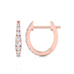Graduated Round Shape Natural Diamond Huggie Hoop Earrings Rose Gold 1