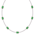 natural-diamond-green-emerald-station-tennis-necklace-18K-rose-gold