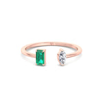 Zaria - Green Emerald & Marquise Shape Diamond Stackable Ring - Gem Jewelers Co