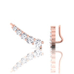 Graduated Round Shape Natural Diamond Cuff Earrings Rose Gold 14K