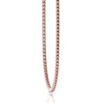 Double Setting Natural Diamond Tennis Necklace (3-Prong & 4-Prong) in 14K Solid Gold Rose