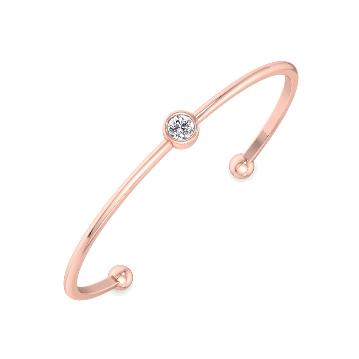 Ciella - Bezel Set Natural Diamond Solitaire Bangle - Gem Jewelers Co