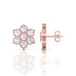 Vintage Style Natural Diamond Flower Earrings Rose