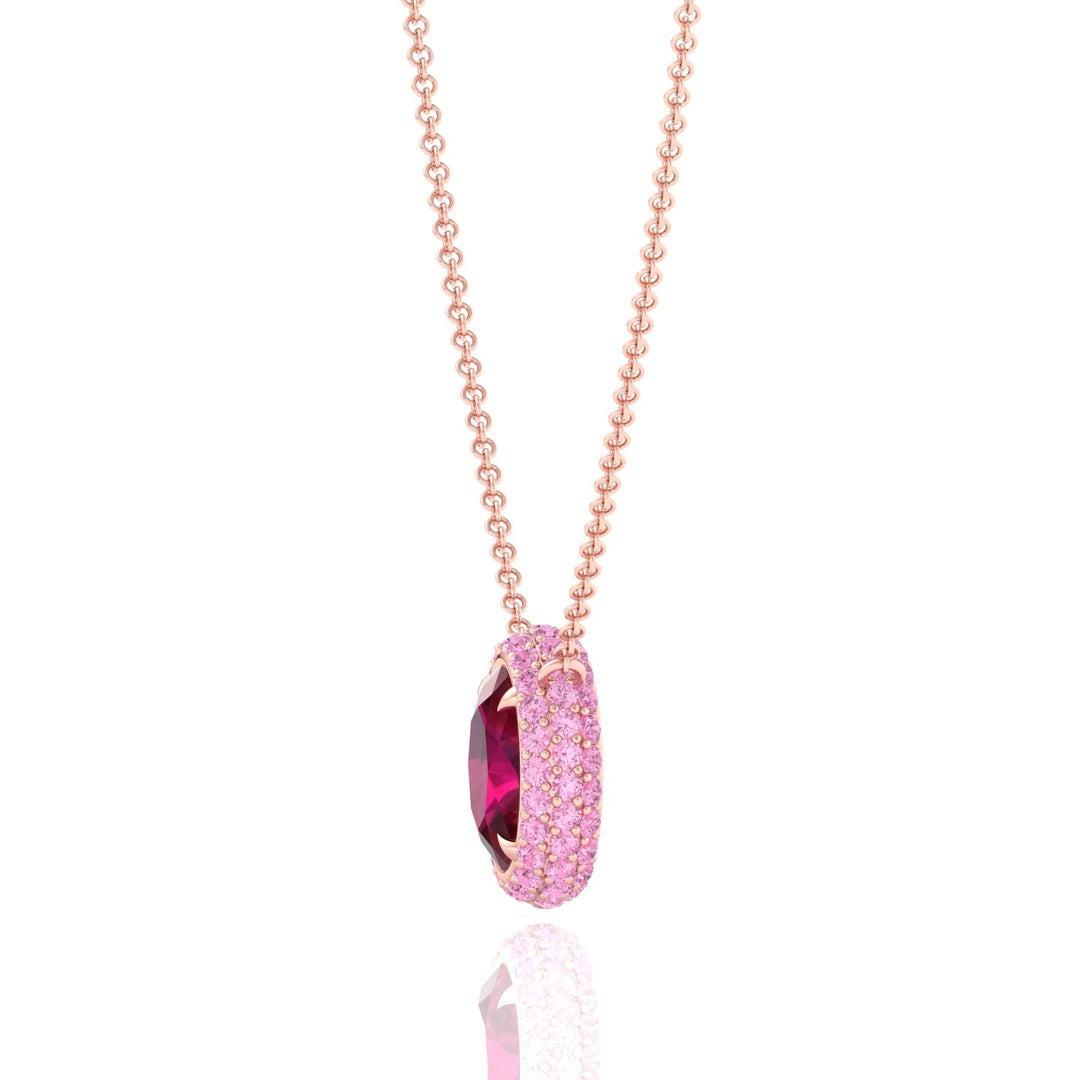 (3.5CT T.W.) Natural Pink Sapphire and Ruby Pendant Rose Gold