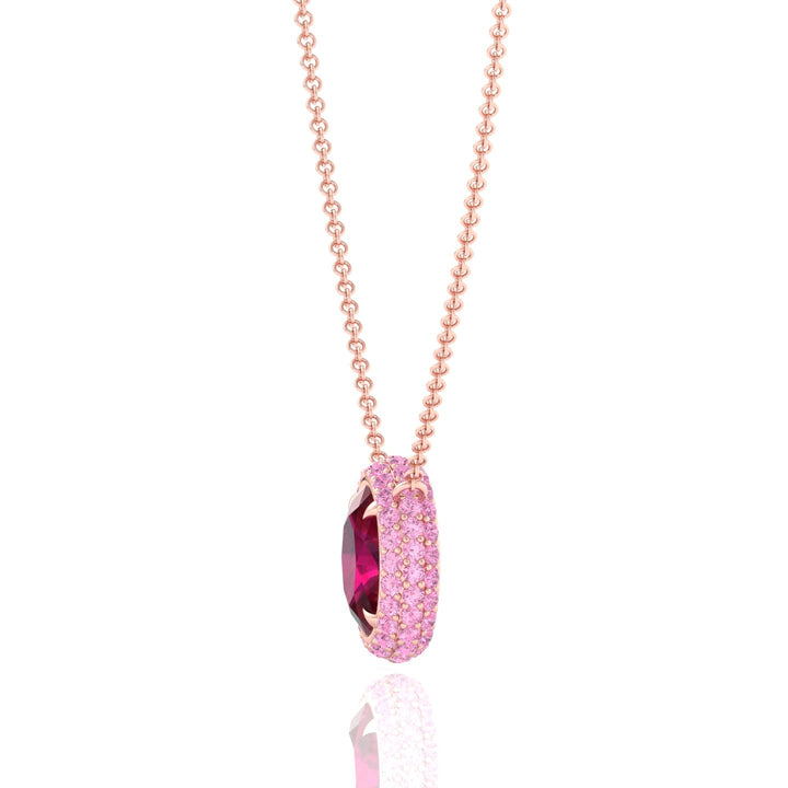 (3.5CT T.W.) Natural Pink Sapphire and Ruby Pendant Rose Gold