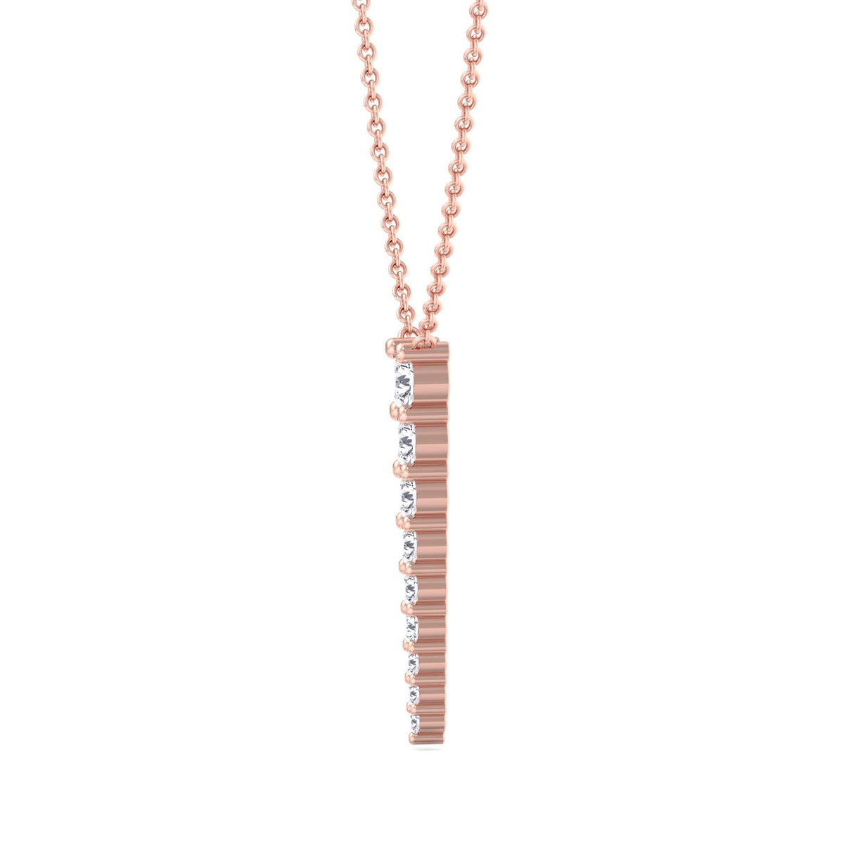 Graduated Natural Diamond Drop Pendant Rose Gold 