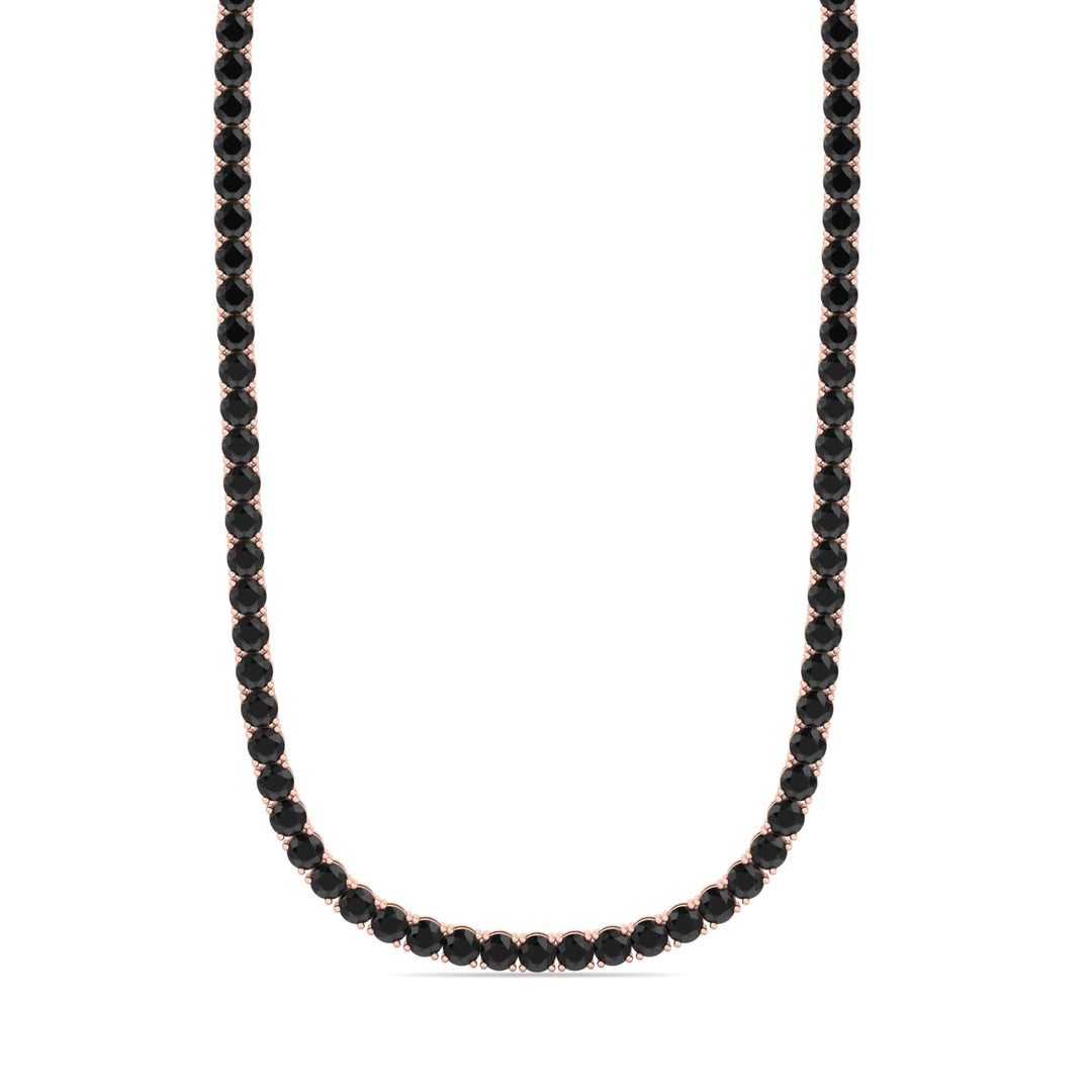 Men's Black Diamond Tennis Necklace 14K Solid Gold