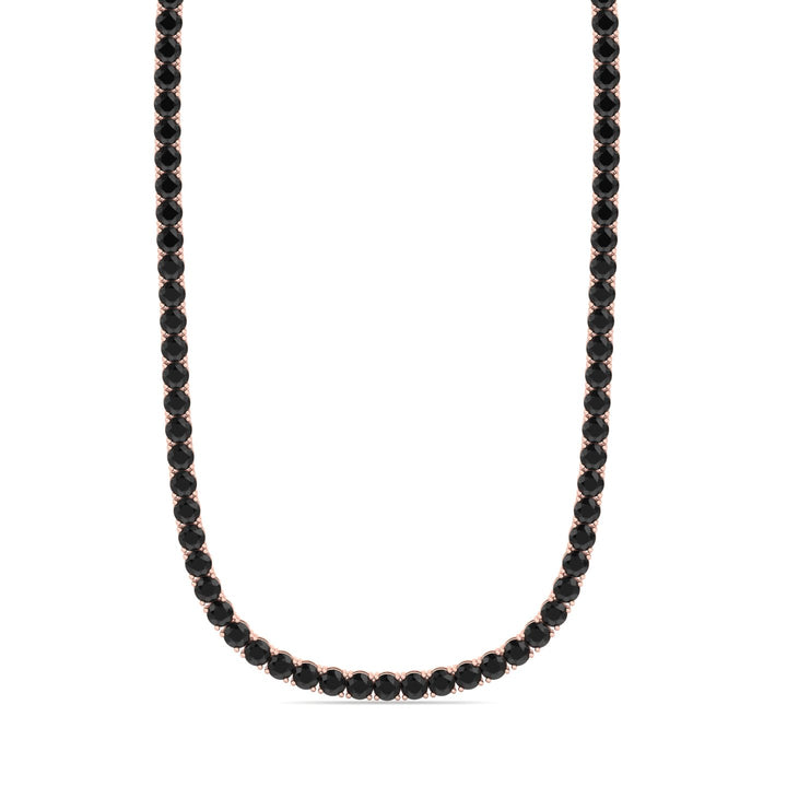 Men's Black Diamond Tennis Necklace 14K Solid Gold