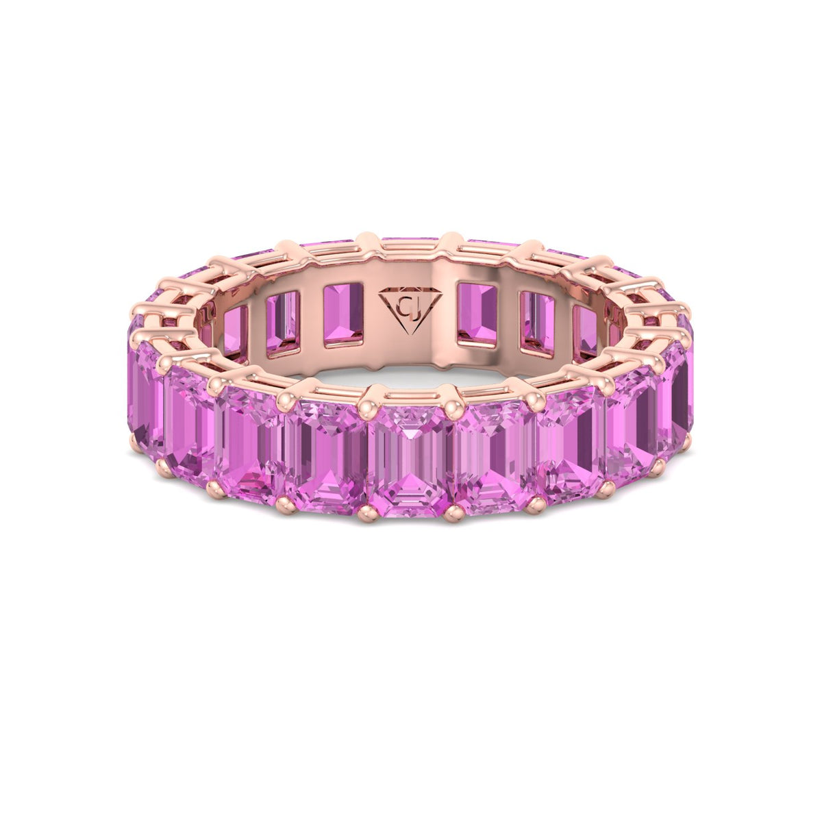Mia - 5CT Pink Sapphire Eternity Band In Emerald Cut - Gem Jewelers Co