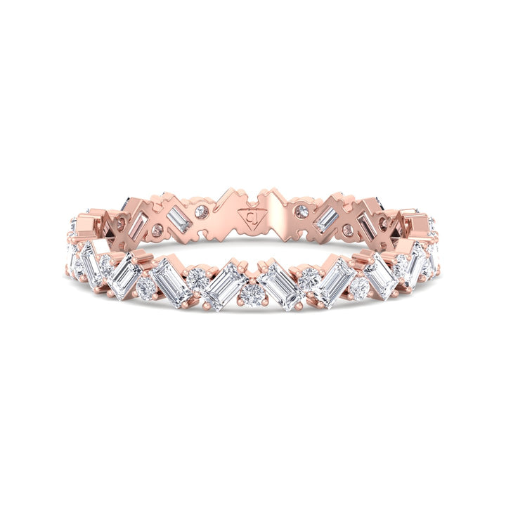 Delfina - Baguette and Round Shape Diamond Offset Band