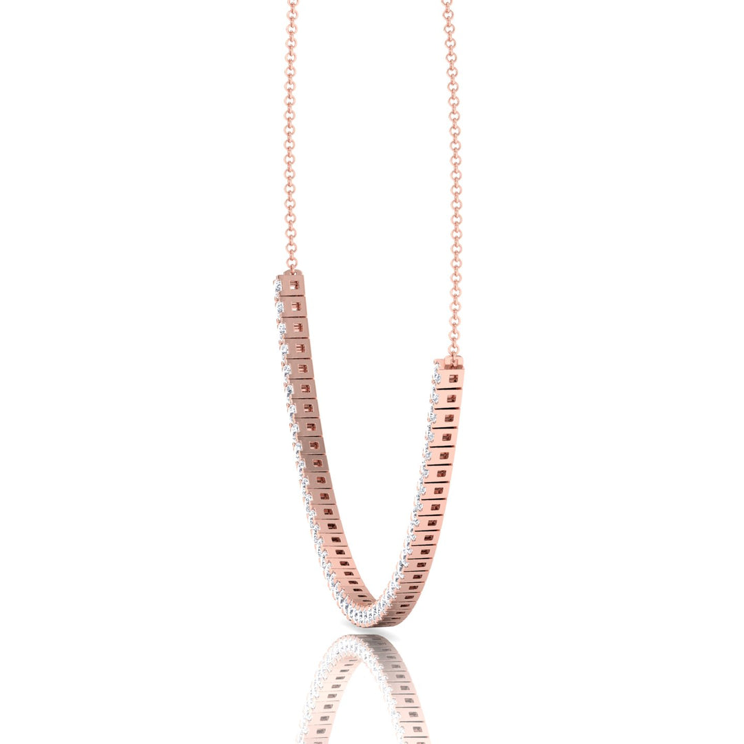 Halfway 4-Prong Natural Diamond Tennis Necklace Rose Gold