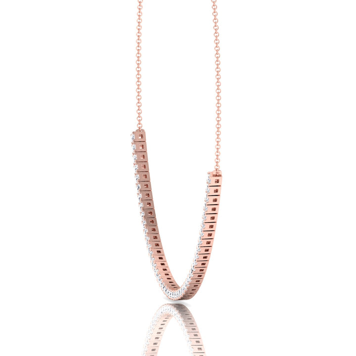 Halfway 4-Prong Natural Diamond Tennis Necklace Rose Gold