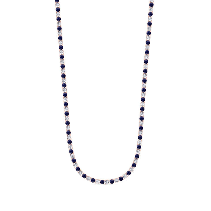 Sara - Alternating Blue Sapphire and Natural Diamond Tennis Necklace - Gem Jewelers Co